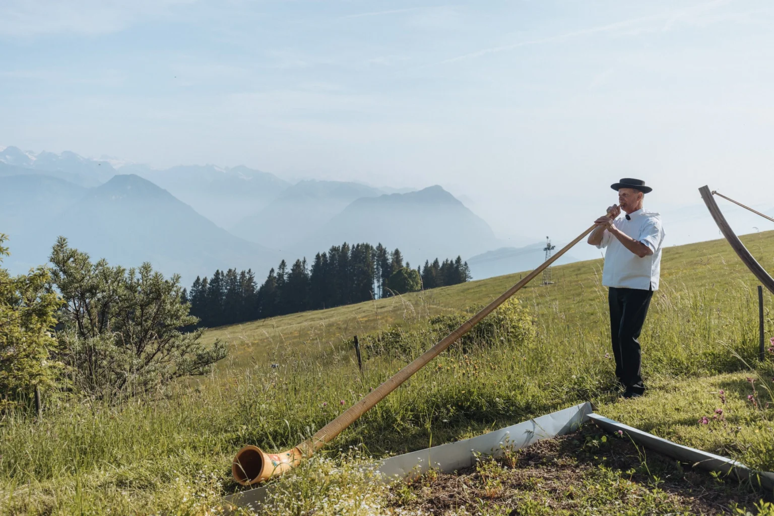 Alphorn players with a view